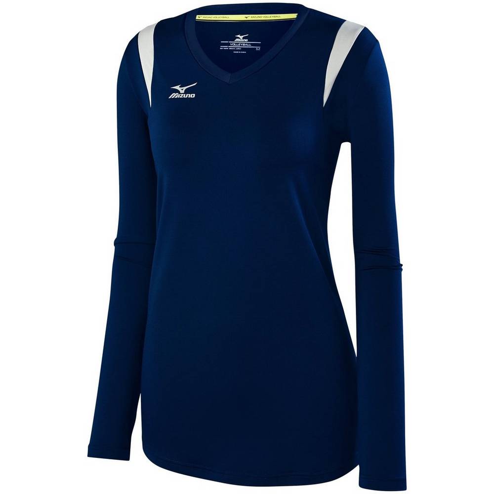 Maglia Mizuno Pallavolo Balboa 5.0 Long Sleeve Donna - Blu Marino/Argento - 27653-QABG